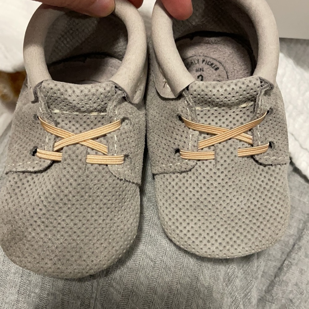 Freshly Picked Gray Oxford Moccasin in Cloudy Gray Baby Size 2 6-12months